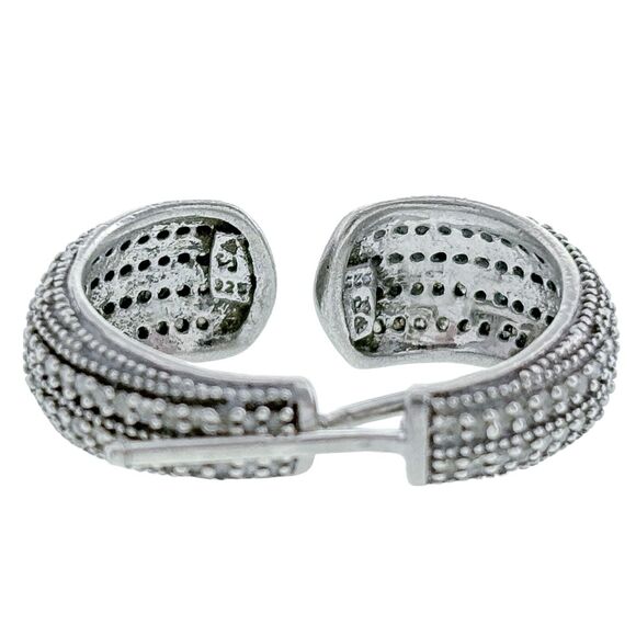 PJ Sterling Silver Oxidized 925 0.36tcw Diamond Graduated Half Hoop Earrings - Picture 2 of 7